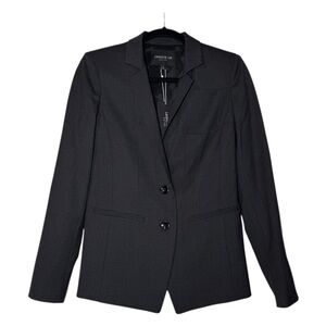 Lafayette 148 Wool Blazer Crepe 2-Button Dark Gray Size 2 NWT Office Careerwear